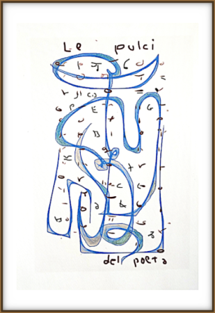 Le pulci del poeta, 2021, matite acquarellabili, inchiostri